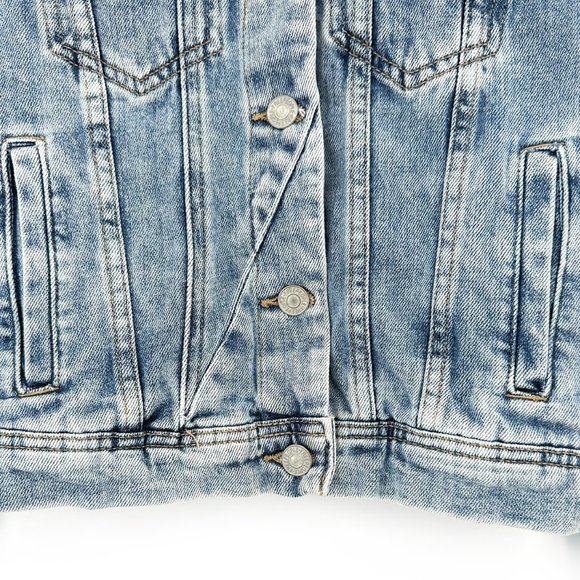 Free People Rumors Light Medium Wash Blue Denim Jean Jacket sz XS - Picture 6 of 11